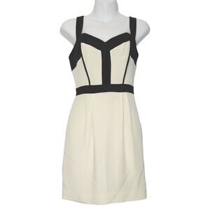 Rebecca Minkoff Bustier Sheath Dress Sleeveless Cream Black Womens Size 0 NWT